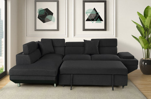 Miami Black LAF Sleeper Sectional - Luna Furniture