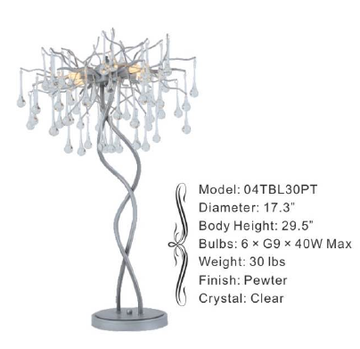 04TBL30PT 17.3" X 29.5" ULURU PEWTER TABLE LAMP - 210000005935