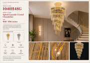 1040H48G 48 X 96 - GOLD SPIRAL HANGING CHANDELIER - 210000004172