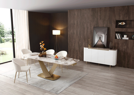 109 Table Golden With 2107 Chairs Set - Gate Furniture