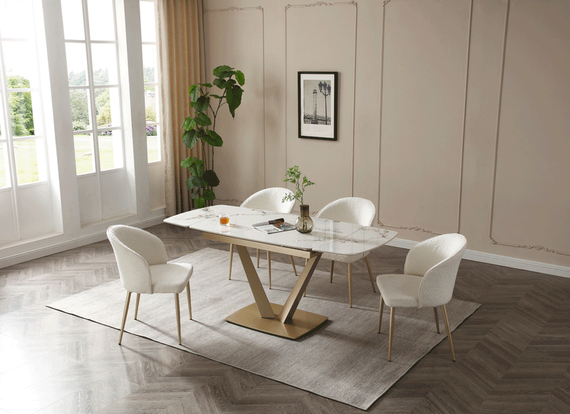 109 Table Golden With 2107 Chairs Set - Gate Furniture