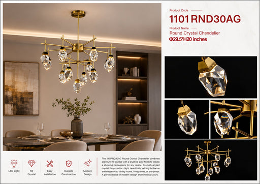 1101RND30AG 30"X20" MODERN GLASS DROP (13 CRYSTAL DROP) - 210000007877