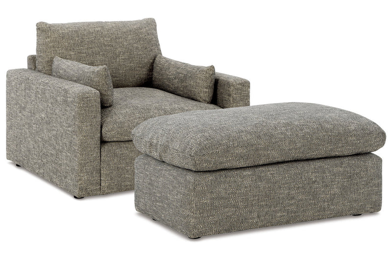 Dramatic Granite Oversized Chair and Ottoman -  Ashley - Luna Furniture