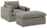 Dramatic Chair and Ottoman in Granite from Ashley - Luna Furniture