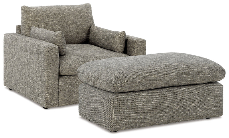 Dramatic Chair and Ottoman in Granite from Ashley - Luna Furniture