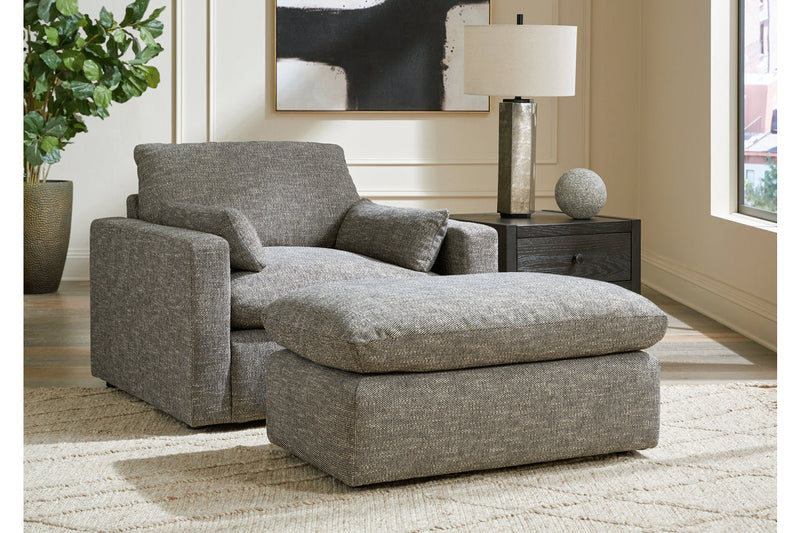 Dramatic Granite Oversized Chair and Ottoman -  Ashley - Luna Furniture