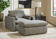 Dramatic Chair and Ottoman in Granite from Ashley - Luna Furniture