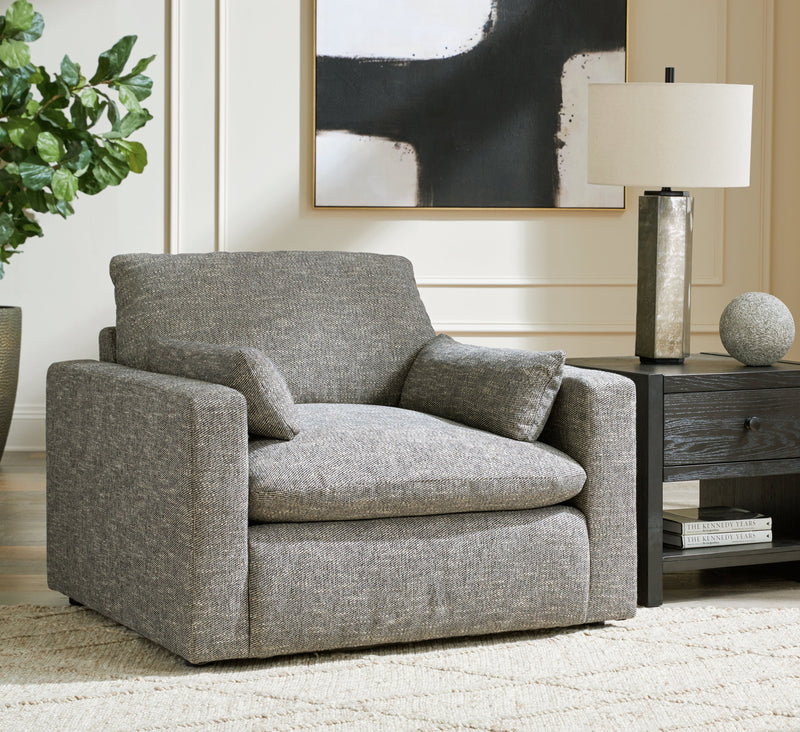 Dramatic Chair and Ottoman in Granite from Ashley - Luna Furniture