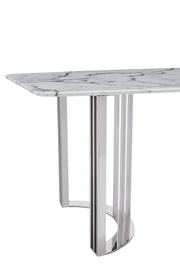 131 Silver Marble Dining Table With 1218 Swivel Chairs Set - p14495