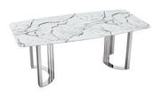 131 Silver Marble Dining Table With 1218 Swivel Chairs Set - p14495