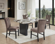 Vega Black/Brown Faux Marble Dining Set from Crown Mark - Luna Furniture