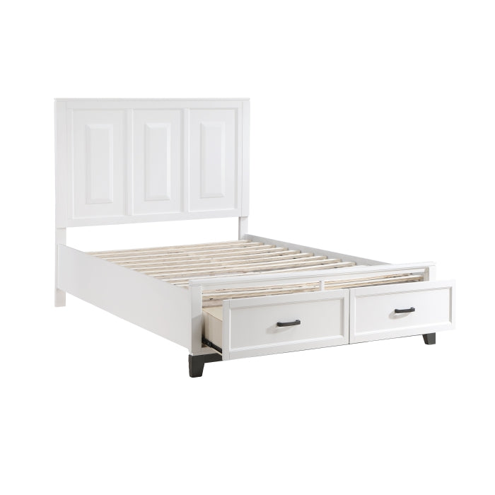 1450WH-1* (3) Queen Platform Bed with Footboard Storage - 1450WH-1*