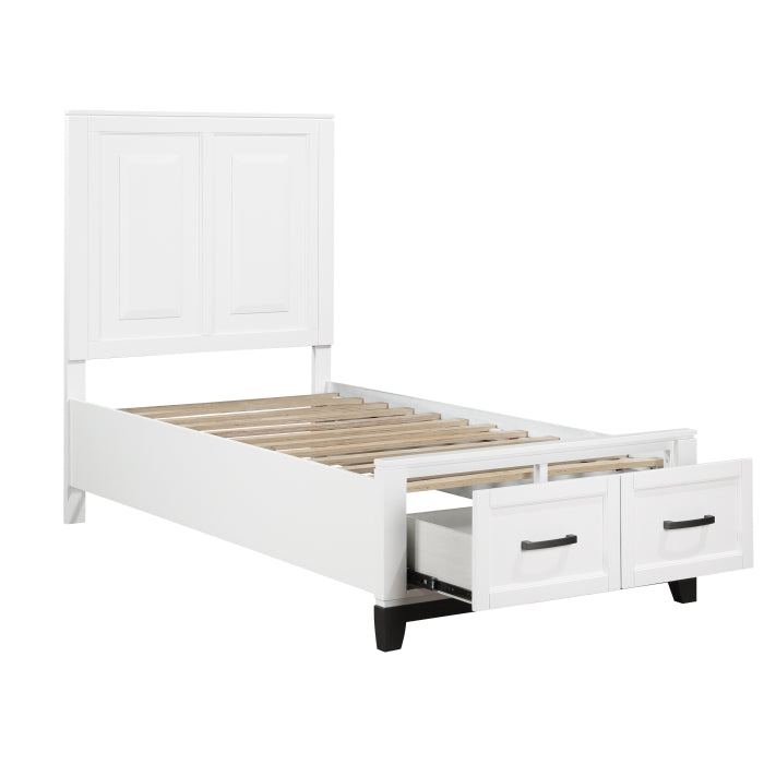 1450WHT-1* (3) Twin Platform Bed with Footboard Storage - 1450WHT-1*