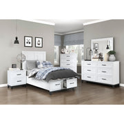 1450WHT-1* (3) Twin Platform Bed with Footboard Storage - 1450WHT-1*