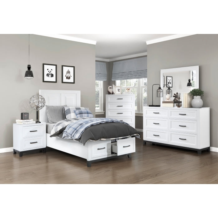 1450WHT-1* (3) Twin Platform Bed with Footboard Storage - 1450WHT-1*