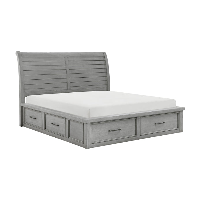 1559DG-1* (4) Queen Platform Bed with Storage Footboard and Side Rails - 1559DG-1*