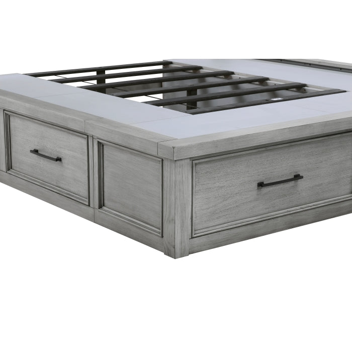 1559DG-1* (4) Queen Platform Bed with Storage Footboard and Side Rails - 1559DG-1*