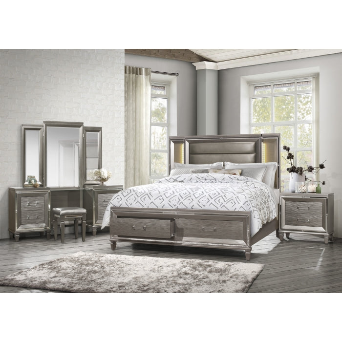 1616-1* (3)Queen Platform Bed with Footboard Storage, LED Lighting - 1616-1*