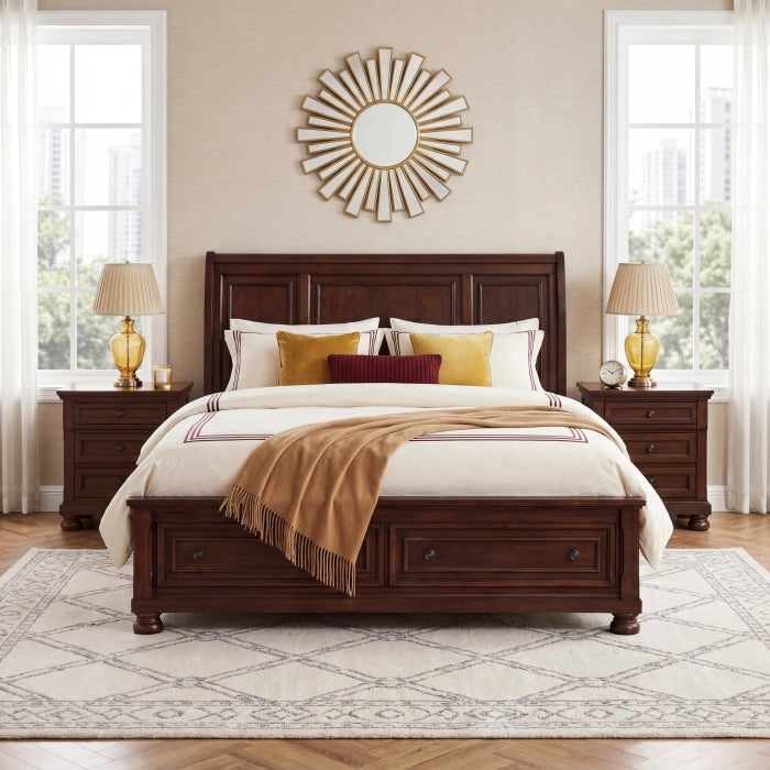 1718NC-1* (3) Queen Platform Bed with Footboard Storage - 1718NC-1*