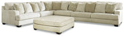 Rawcliffe Parchment 4-Piece Sectional with Ottoman from Ashley - Luna Furniture