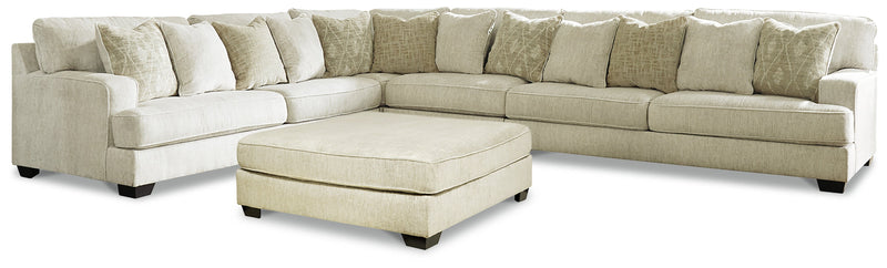 Rawcliffe Parchment 4-Piece Sectional with Ottoman from Ashley - Luna Furniture