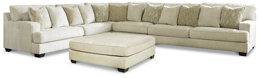 Rawcliffe Parchment 4-Piece Sectional with Ottoman from Ashley - Luna Furniture
