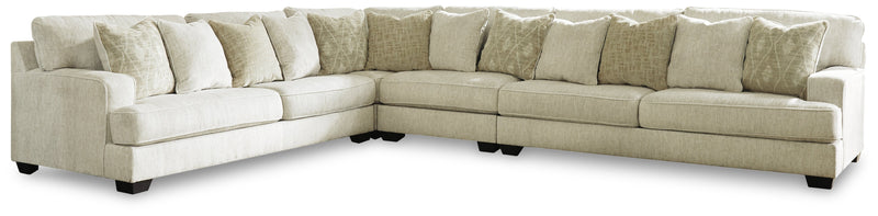 Rawcliffe Parchment 4-Piece Sectional with Ottoman from Ashley - Luna Furniture