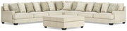 Rawcliffe Parchment 5-Piece Sectional and Oversized Ottoman from Ashley - Luna Furniture