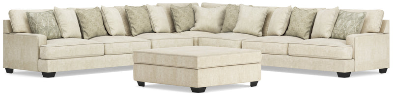 Rawcliffe Parchment 5-Piece Sectional and Oversized Ottoman from Ashley - Luna Furniture