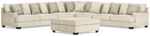 Rawcliffe Parchment 5-Piece Sectional and Oversized Ottoman from Ashley - Luna Furniture