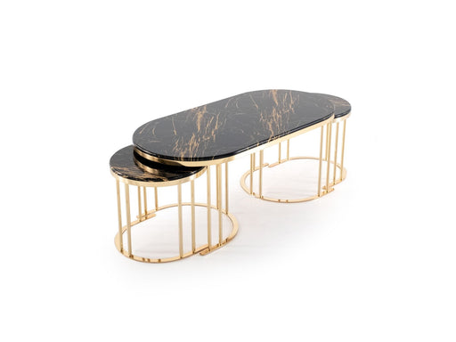 2 In 1 Coffee Table Gold Legs - Black Top - 125-SC310-CT-R