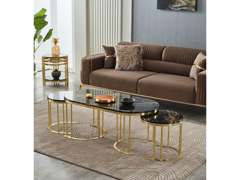 2 In 1 Coffee Table Gold Legs - Black Top - 125-SC310-CT-R