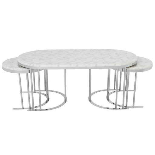2 In 1 Coffee Table Silver Legs - White Top - 125-SC312-CT-R