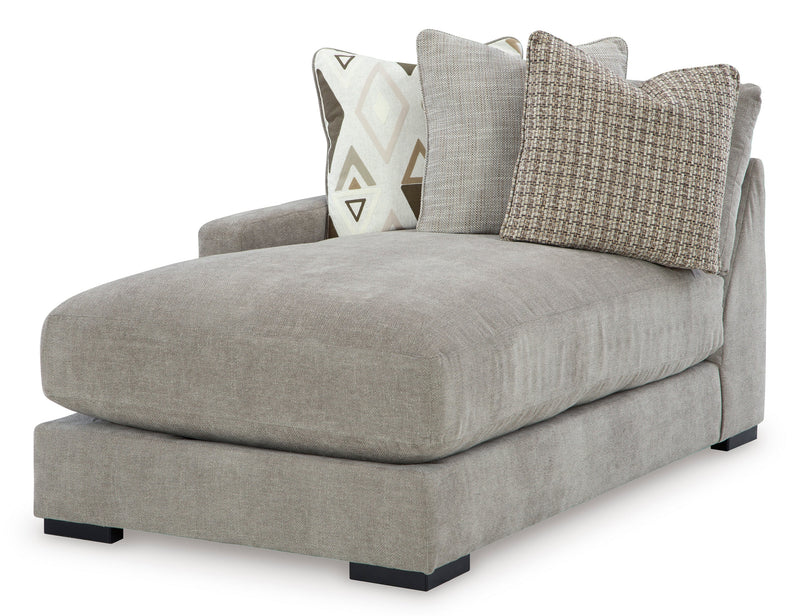 Aslan Court 4-Piece Sectional with Ottoman in Pebble from Ashley - Luna Furniture