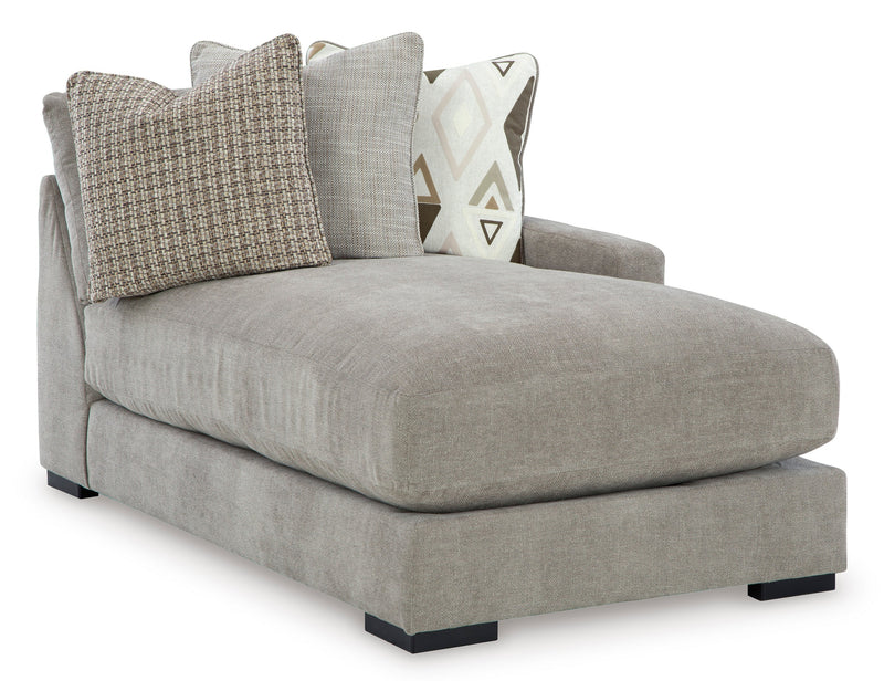 Aslan Court 4-Piece Sectional with Ottoman in Pebble from Ashley - Luna Furniture