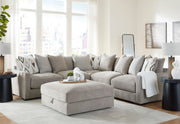 Aslan Court 5-Piece Sectional with Ottoman in Pebble from Ashley - Luna Furniture