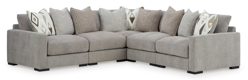 Aslan Court Pebble 5-Piece Sectional with Ottoman from Ashley - Luna Furniture