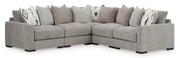 Aslan Court 5-Piece Sectional with Ottoman in Pebble from Ashley - Luna Furniture
