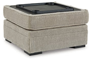 Calnita Sisal Oversized Swivel Chair and Ottoman -  Ashley - Luna Furniture
