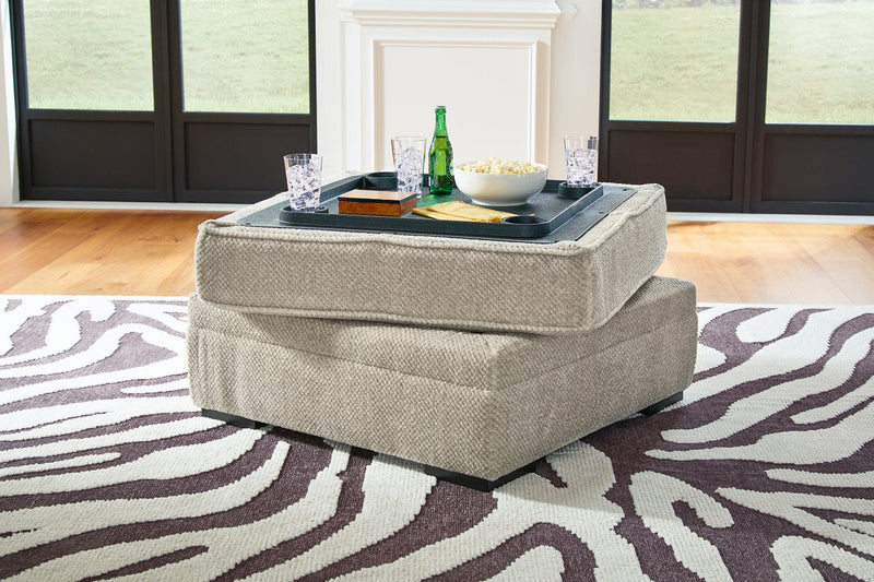 Calnita Sisal Oversized Swivel Chair and Ottoman -  Ashley - Luna Furniture
