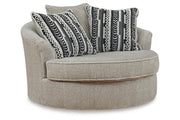Calnita Sisal Oversized Swivel Chair and Ottoman -  Ashley - Luna Furniture
