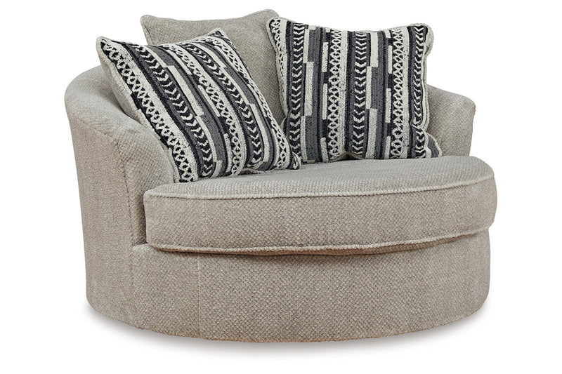 Calnita Sisal Oversized Swivel Chair and Ottoman -  Ashley - Luna Furniture