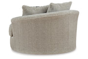 Calnita Sisal Oversized Swivel Chair and Ottoman -  Ashley - Luna Furniture