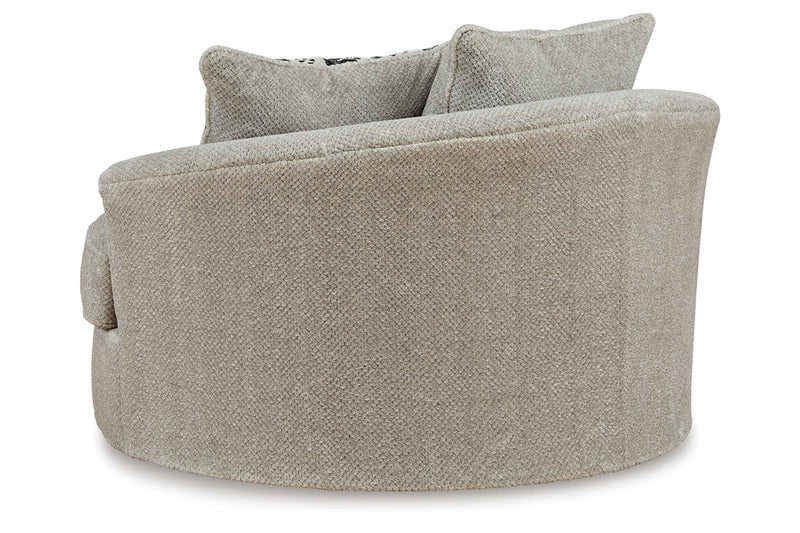 Calnita Sisal Oversized Swivel Chair and Ottoman -  Ashley - Luna Furniture