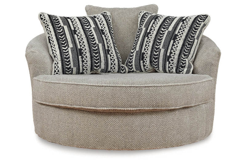 Calnita Sisal Oversized Swivel Chair and Ottoman -  Ashley - Luna Furniture