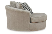 Calnita Sisal Oversized Swivel Chair and Ottoman -  Ashley - Luna Furniture