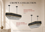 2051OV39BG 39 X 13 L12 BLACK AND GOLD CROWN STYLE CHANDELIER - 210000007415
