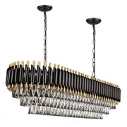 2051OV47BG 47 X 14 L18 BLACK AND GOLD CROWN STYLE CHANDELIER - 210000007413