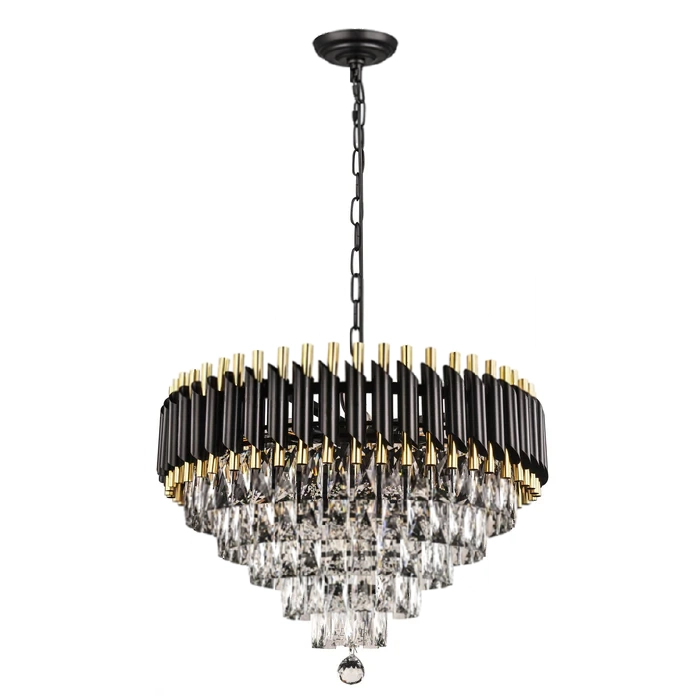 2051R32BG 32 X 18 L19 BLACK AND GOLD CROWN STYLE CHANDELIER - 210000007411