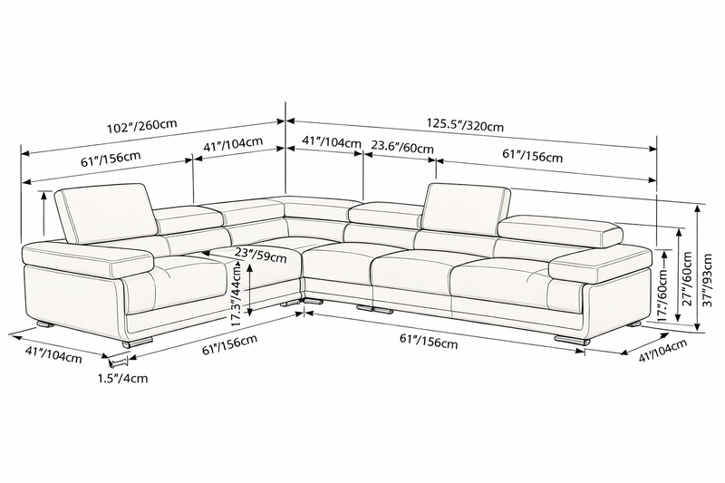 2119 Sectional Black Set - p13988